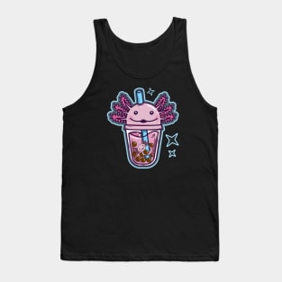 Axolotl bubble tea blue and pink Tank Top